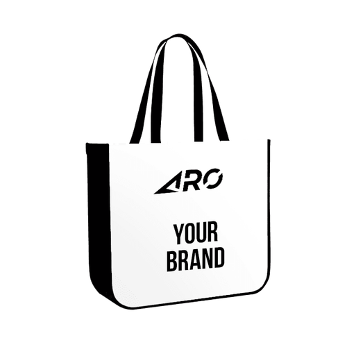 White large non woven bag ARO your brand text
