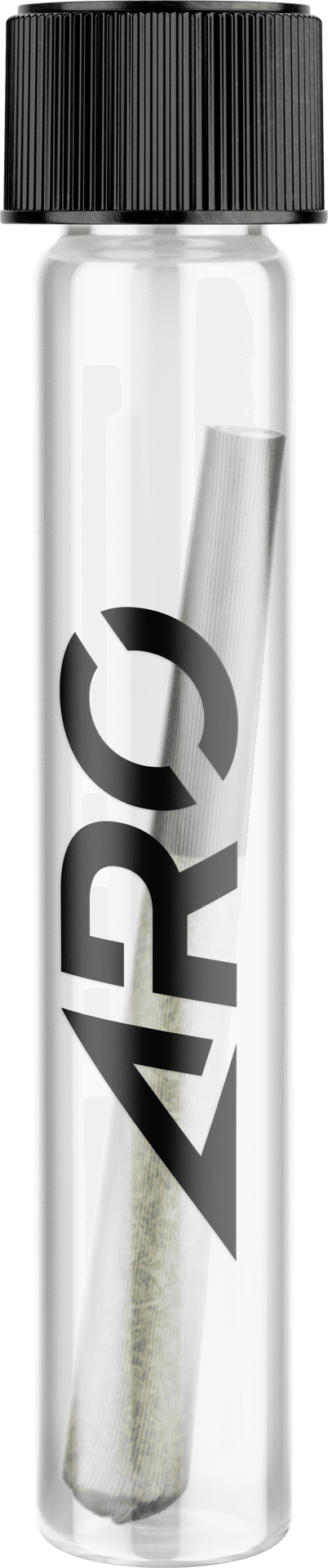 Glass pre roll tube with black cap ARO logo